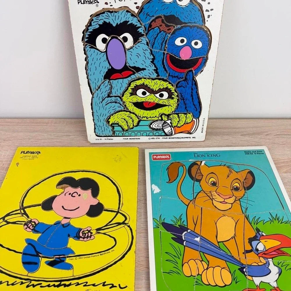 Vintage Puzzle Set Sesame Street Peanuts Lion King